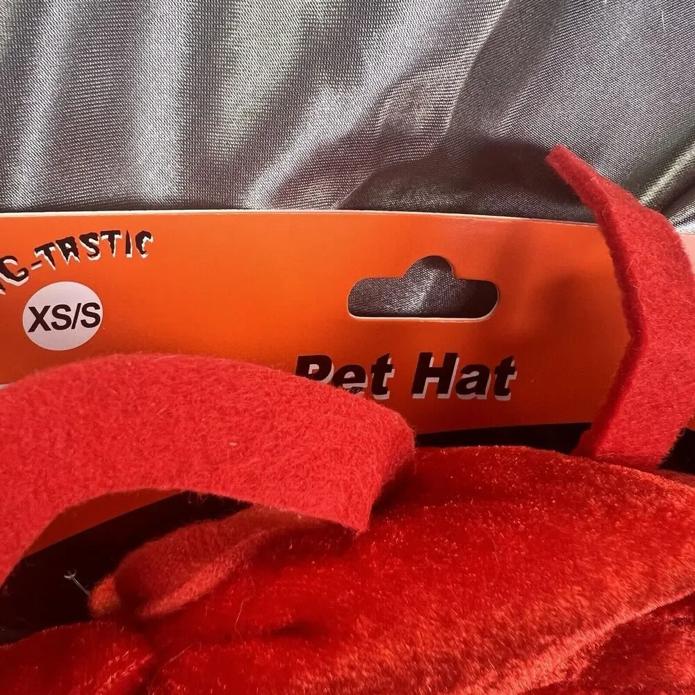 Halloween Pet‎ Costume Hat Dog Cat Lobster Crab Neck Size XS / S Red Adjustable